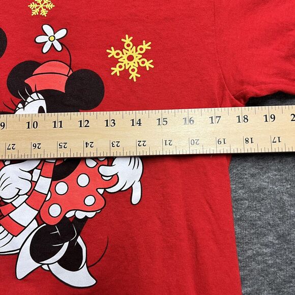 Disney T-Shirt Christmas Theme Mickey & Minnie Medium Red - Picture 4 of 5